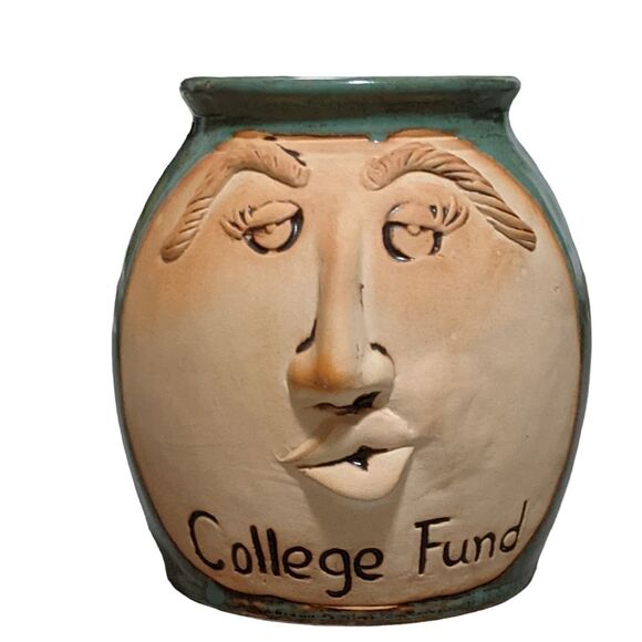 College Fund Party 3D pottery coffee tea change glazed stoneware jar - Picture 1 of 7